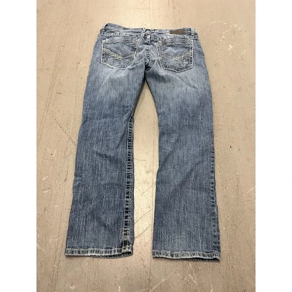 Buckle BKE Denim Straight Carter Jeans Men's Blue Denim Stretch Zip Fly - 34S - Picture 8 of 14